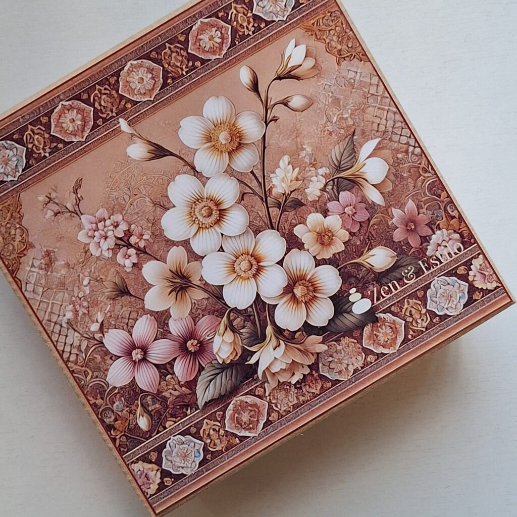 Caixa de Presente Exclusiva Zen & Estilo em Madeira e Laço de Fita em Cetim