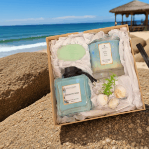 Kit Presente Brisa do Mar - Difusor, Vela e Caixa Madeira