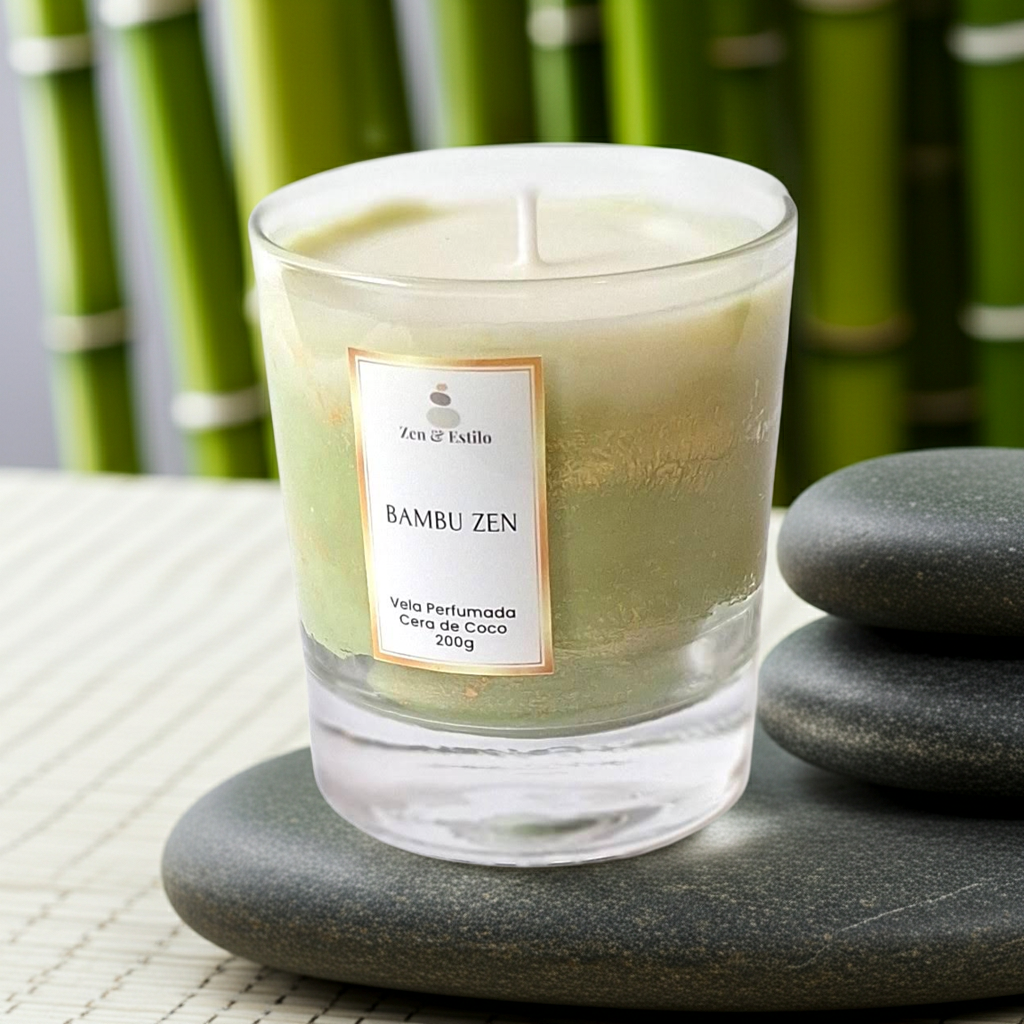 Vela Perfumada Bambu Zen 200g – Aroma Refrescante