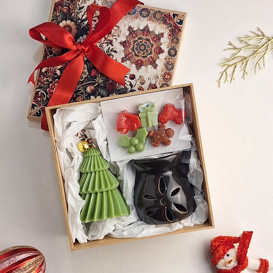 Kit Presente Natal Zen – Vela Árvore + Réchaud + Smelts